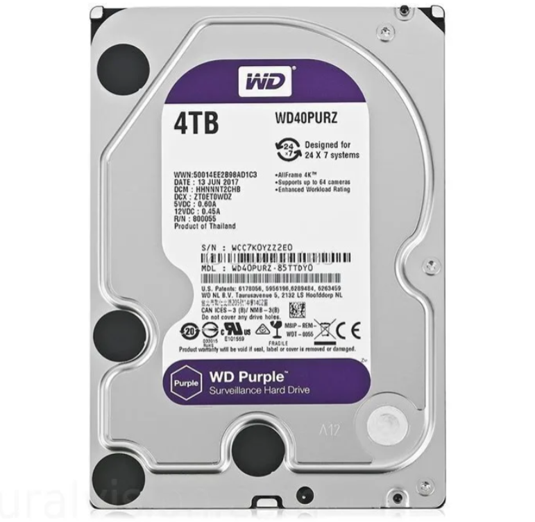 4ТБ Жесткий диск WD purple (реф) WD40PURZ